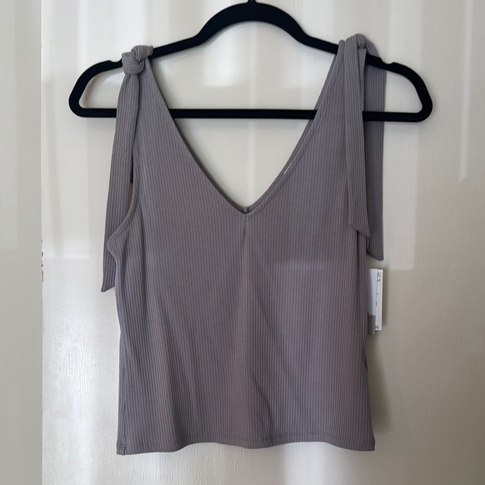 Purple/ Grey Ribbed knit Sleeveless Top